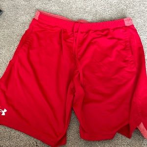 Red under armor athletic shorts.